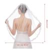 Wedding Veil Single Layer Lace Appliques Fingertip Length Short Tulle for Brides