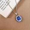 Elegant Set: Diamond-Inlaid Pendant, Blue Spinel Ring, and Stud Earrings with Imitation Royal Blue Sapphire for Women