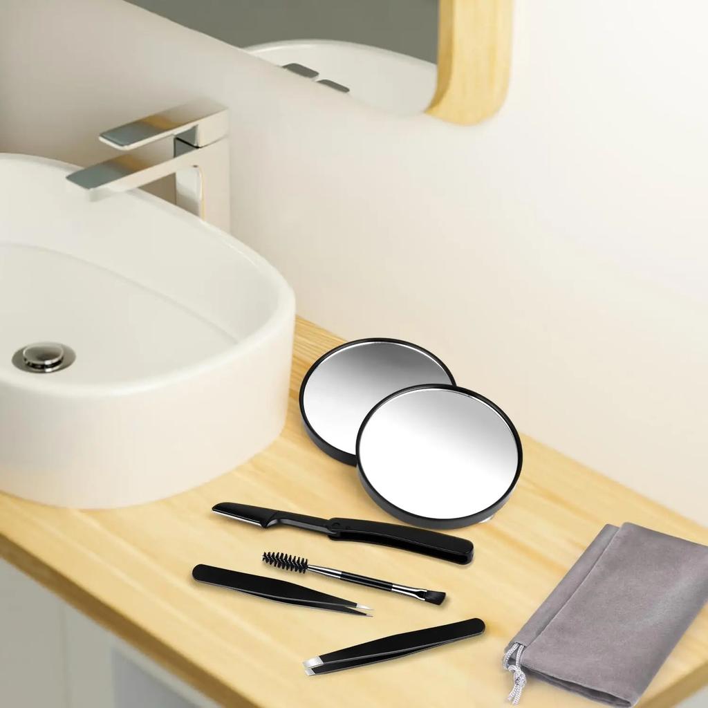 1/3pcs Magnifying Mirror and Eyebrow Tweezer Set, 30X Magnified Makeup Mirrors with 2 Suction Cups, Tweezers and Eyebrow