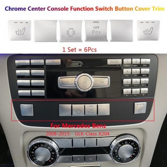 6Pcs For Mercedes Benz GLK X204 Car Center Console CD Function Switch Cover Trim