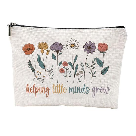 

Cosmetic Bag Teacher Theme Compact Toiletry Bag Portable Zipper Close Storage Bag for Travel And Dressing Table