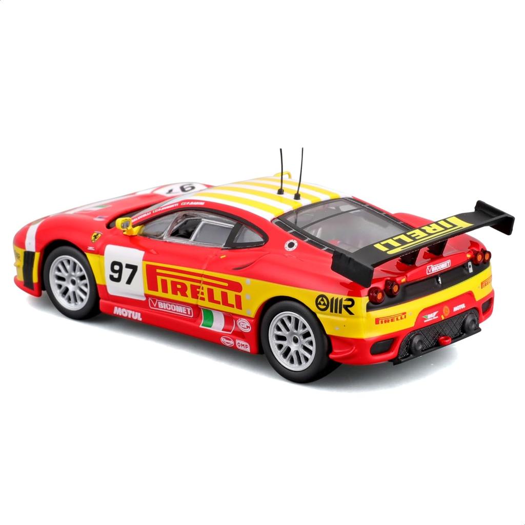 Bburago Scale Ferrari F430 GTC 2008 Race Sports Car Diecast Model Car Finished Product 1/43 #97 Red/Yellow / 18-36303