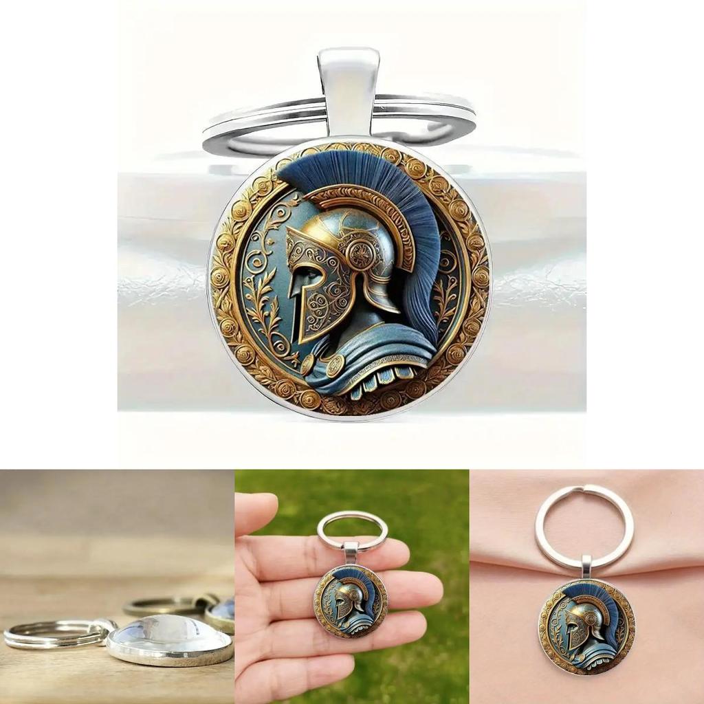 Roman Warrior Helmet Glass Alloy Keychain With Modern Minimalist Look For Party Favor