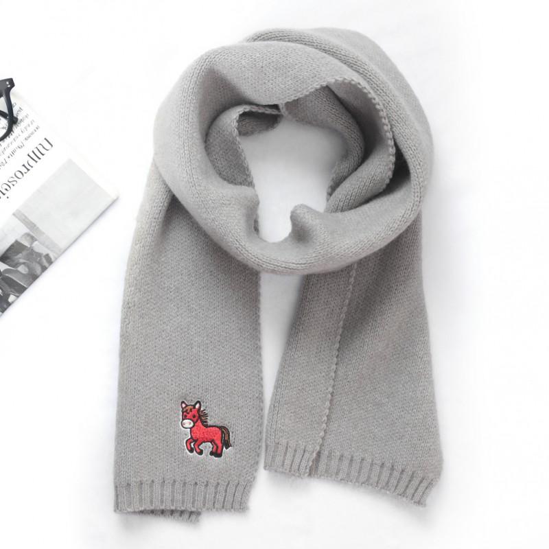 Womens Winter Acrylic Knit Scarf With Horse Embroidery Red Warm Wrap Gift Party Office