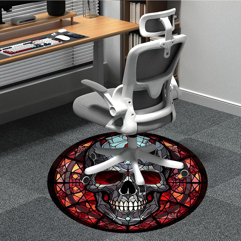 

1PC Stained Glass Skull Chair Carpet for Office Non-Slip, Lightweight, Machine Washable Rug for Office, Sleeping, Room - Holiday Decoryy251009132 80cm by 80cm