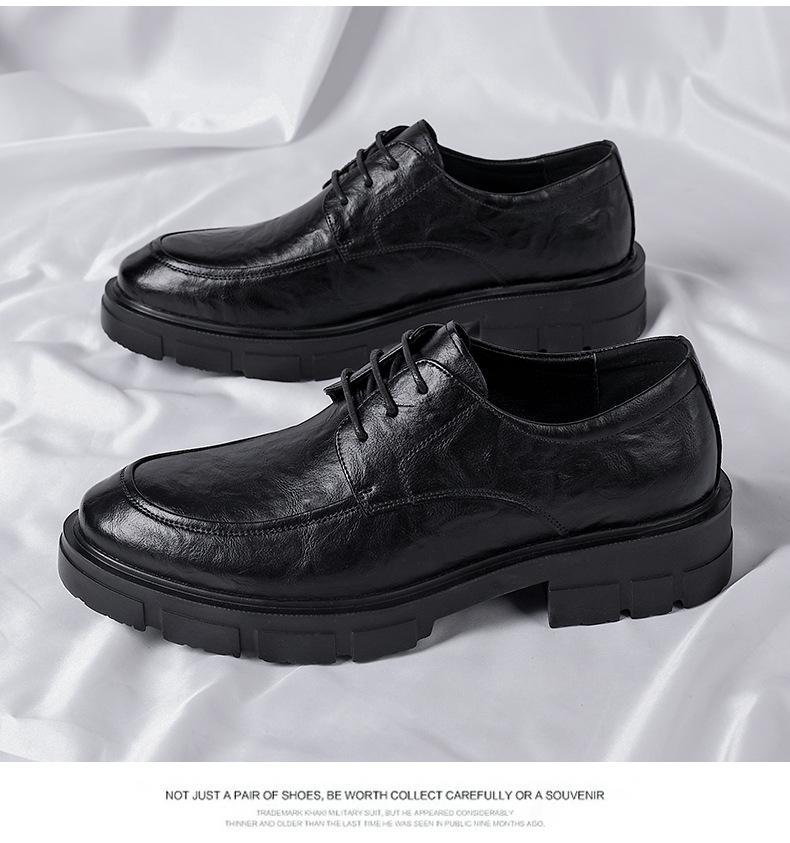 Fashion 5 8 10 Cm Heel Shoes Men Fashion Casual Cow Leather Men's Dress Shoes British Breathable Groom Platform Wedding Shoes Male