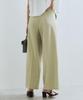New Color Added to the Belt Detail Tuck Wide Slacks Pants Light Green S [BIS] [Wrinkle-Resistant/Cool Touch] (33)