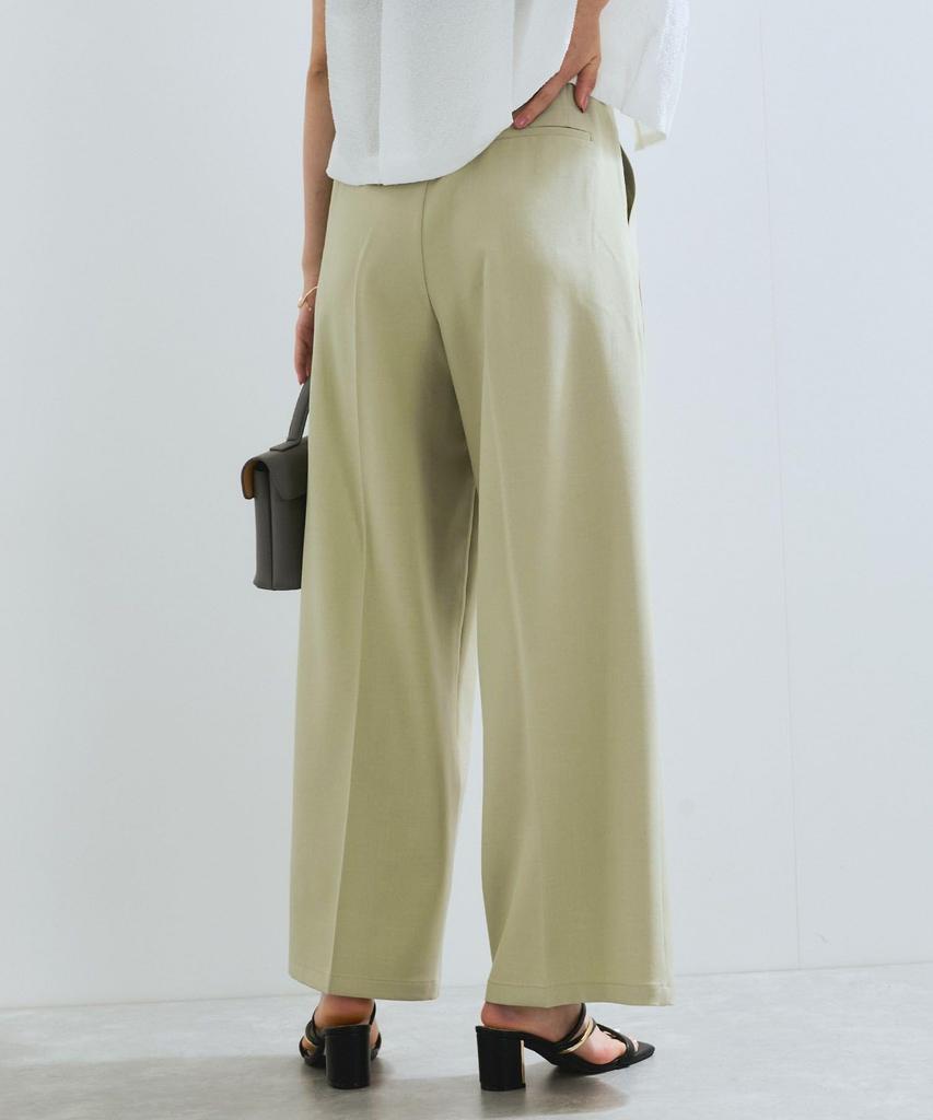 New Color Added to the Belt Detail Tuck Wide Slacks Pants Light Green S [BIS] [Wrinkle-Resistant/Cool Touch] (33)
