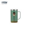 Tyeso 710ml Thermoses Wood Grain Base Desktop Office Large Capacity Covered Drinking Cup Stylish Functional for Home Work with Coffee Sticker