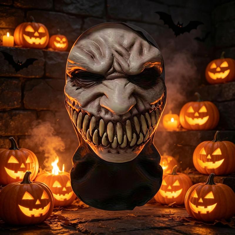 1Pcs Horror Skull Zombie Full Face Mask Breathable Mesh Headgear Cosplay Prop For Halloween Party Prank Carnival Costume
