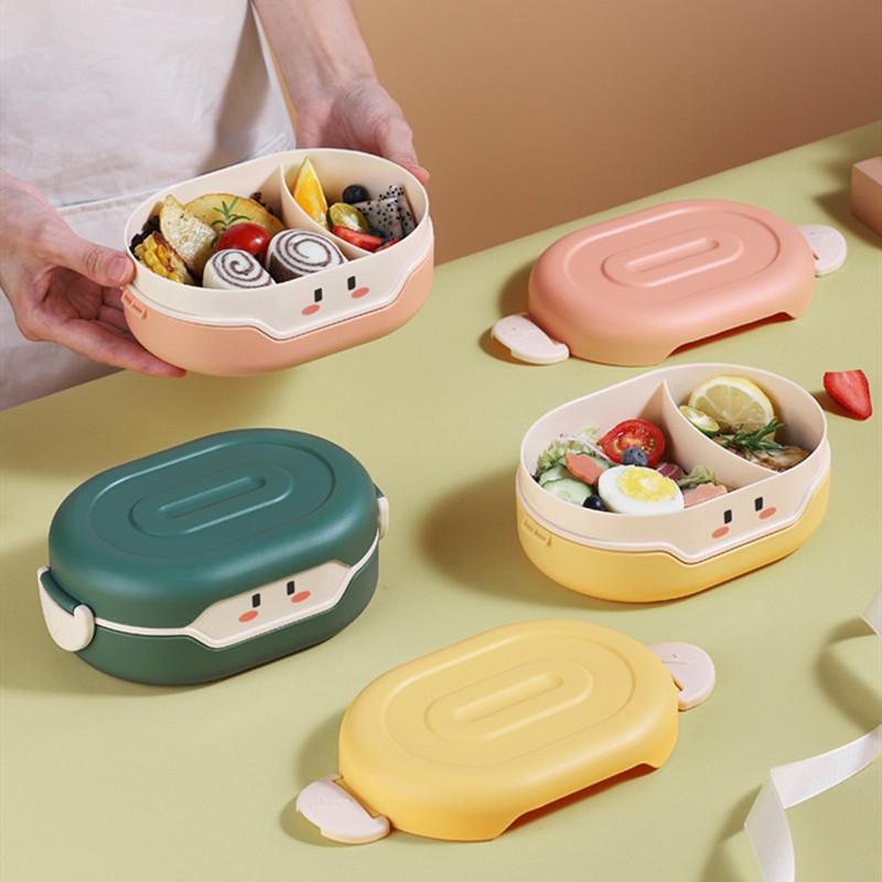 Cartoon Plastic Bento Box for Kids - Microwave Safe BPA-Free Lunch Container for School Food Storage
