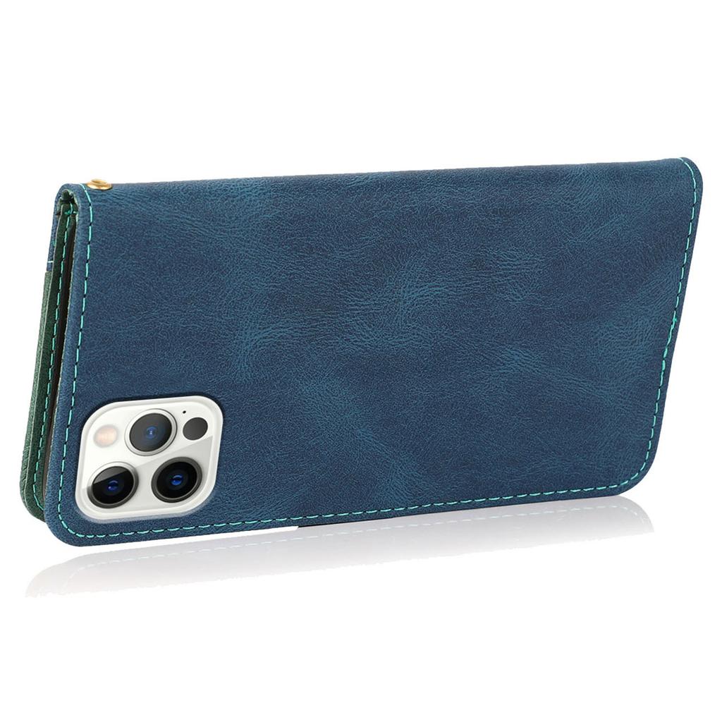 For iPhone 16 Pro Wallet Case Splicing Color Leather Phone Cover Credit Card Holder
