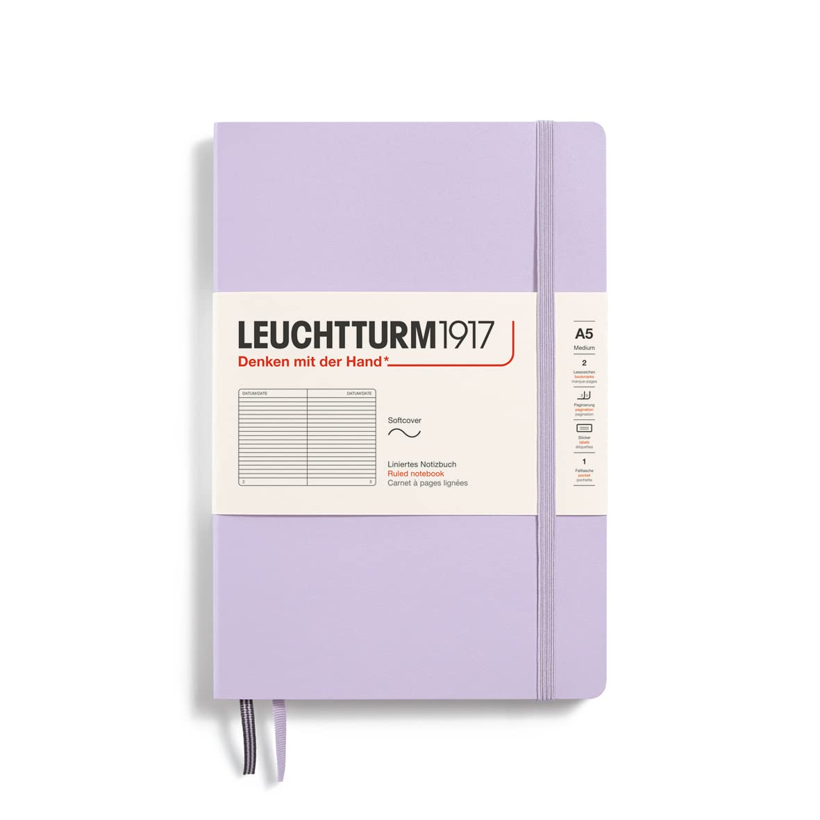 

LEUCHTTURM1917 Notebook A5 Lined Softcover Lilac 365498