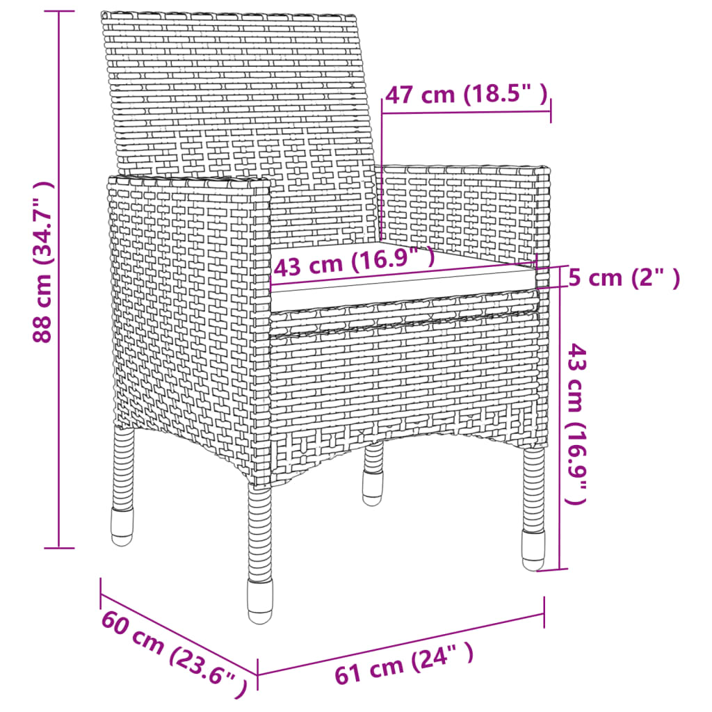 Vidaxl 9-Cz. Garden Furniture Set With Cushions, PE Rattan And Glass
