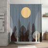 Modern Shower Curtain With Moon Tree Print Water Resistant Bath Decor For Kids Room Customizable Size (Blue)