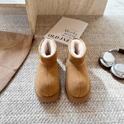 Factory Direct Sales 2025 Winter New Short Snow Boots Women's Thick Soles Heightened Thickened Cotton Shoes Warm and Velvet Short Boots