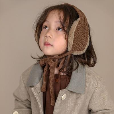 Orejeras de invierno nuevas con tiras para niños, orejeras de punto gruesas y cálidas para niños y niñas, orejeras de color sólido para niños