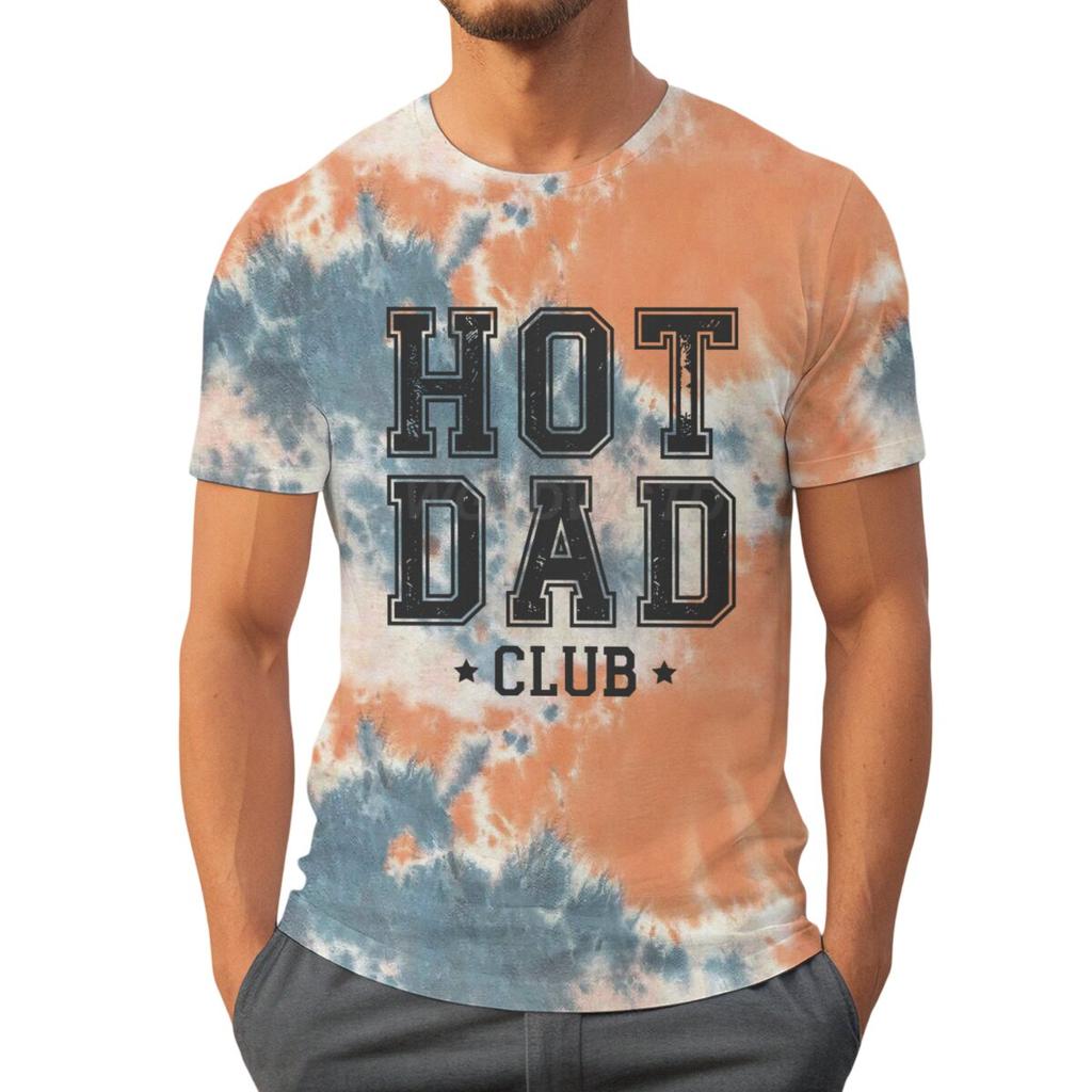 Футболки Hot Dad Club для мужчин Летние футболки с коротким рукавом День отца Классические топы Тай-дай Мужская одежда Круглый вырез Папа Повседневные топы