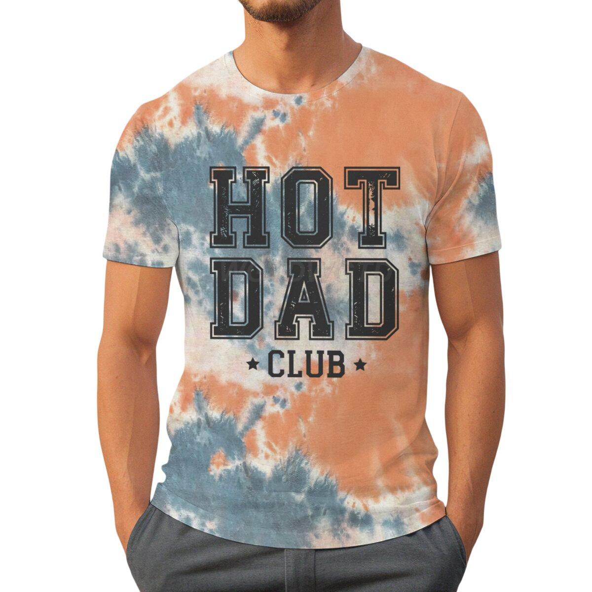 

Футболки Hot Dad Club для мужчин Летние футболки с коротким рукавом День отца Классические топы Тай-дай Мужская одежда Круглый вырез Папа Повседневные топы S