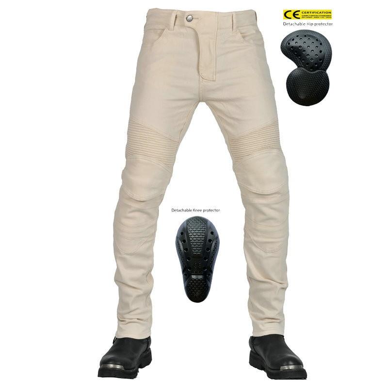 MensWhite Motorcycle Jeans - Vintage Casual