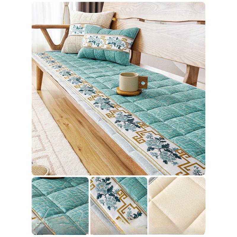 Chenille Sofa Cushion Autumn and Winter Solid Wood Cushion Non-slip Cover High-grade Mahogany Sofa Cover