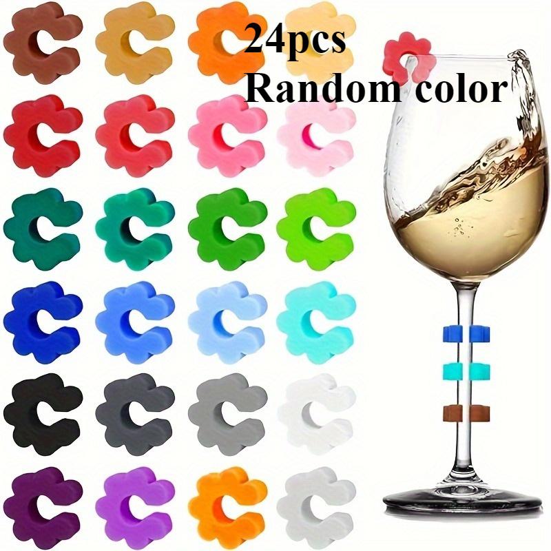 Silikonowe znaczniki do kieliszków do wina, oznaczenia identyfikacyjne w różnych kolorach na imprezę, do wina, piwa, kieliszków do koktajli - idealne do domu i baru