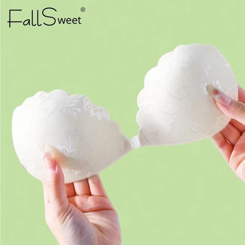 FallSweet Invisible Push Up Strapless Bra for Women Adhesive Sticky Bras Reusable Silicone Bralette Sexy Lace Wedding Lingerie