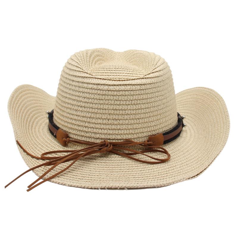 Western Cowboy Straw Hat Sun Hat Tibetan Bullhead Hat National Style Straw Knight Hat Sun Hat
