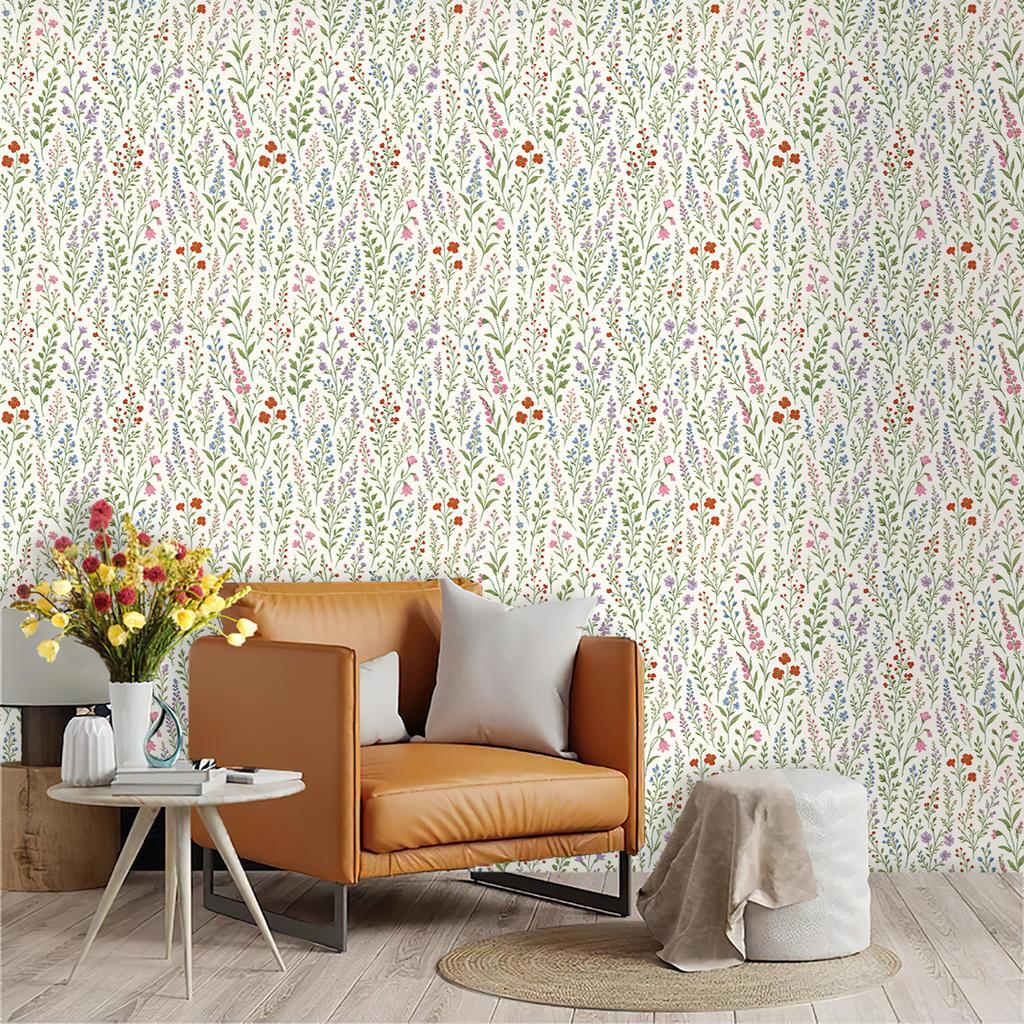 Small Floral Peel and Stick Wallpaper Wildflower Botanical Removable Self Adhesive Contact Paper for Bathroom Bedroom Nursery