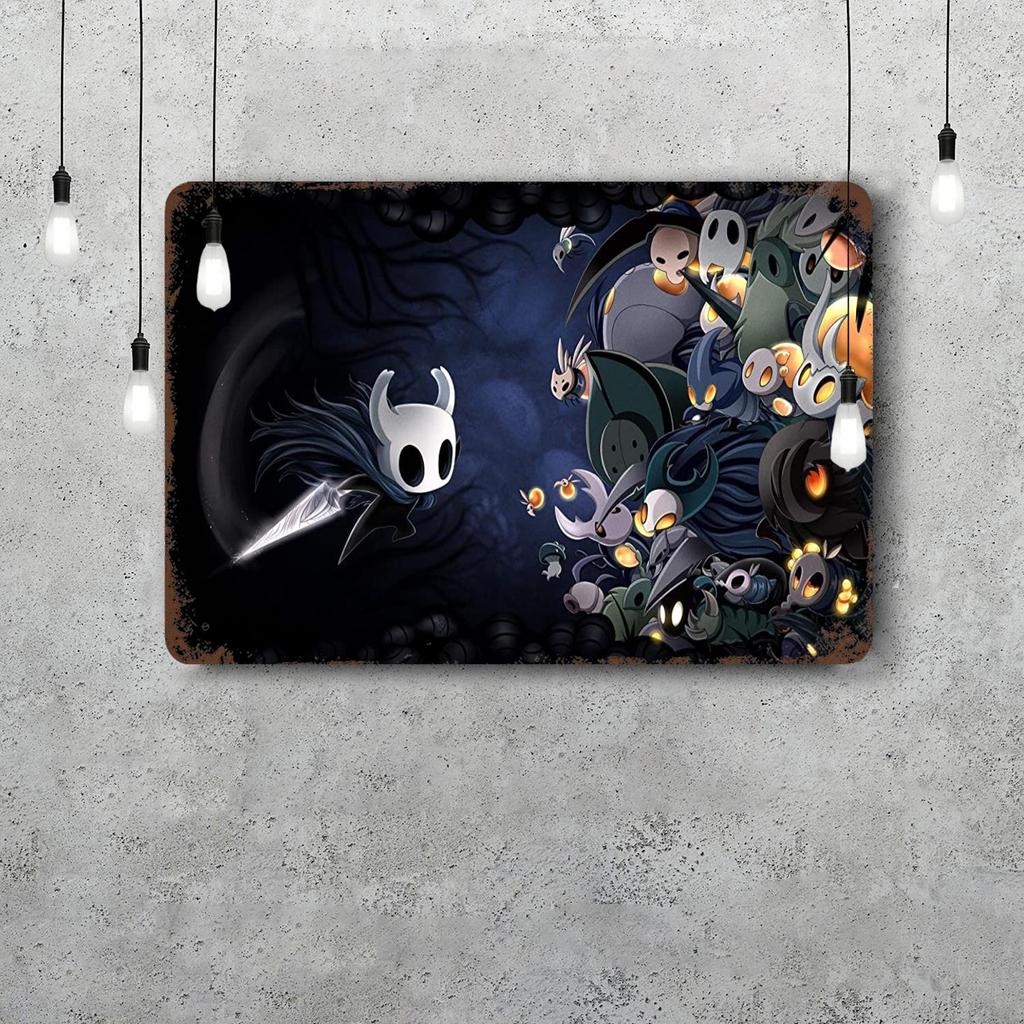 Hollow Knight Decor Poster Vintage Tin Sign Metal Sign Decorative Plaque for Pub Bar Man Cave Club Wall Decoration