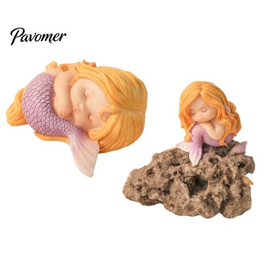 Decorative Statues for Birthday Sleeping Mermaid Figurine, Resin Cute Statue, Mini Ornament Desktop, Micro Landscape Accessories Aquarium Car