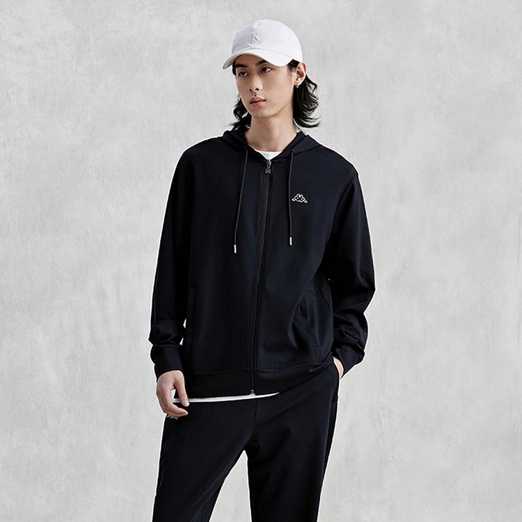 Kappa 1916 Series Retro Zip-Up Hoodie Cool Feeling Sports Long Sleeve Sweatshirt Men hoodies Black K0E32MK02
