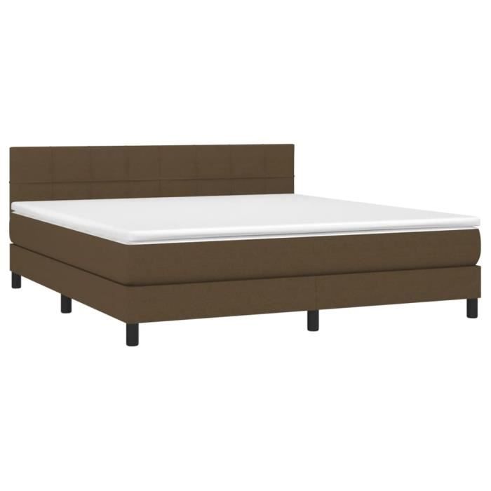 3140076 vidaXL Lit à sommier tapissier avec matelas Marron foncé 180x200 cm