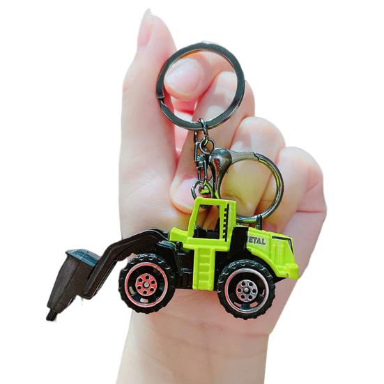 Mini Engineering Cars Charm Keychain Pull Back Cartoon Toy Car Keychain Pendant Anti-Detachable Hook Decompression Tool