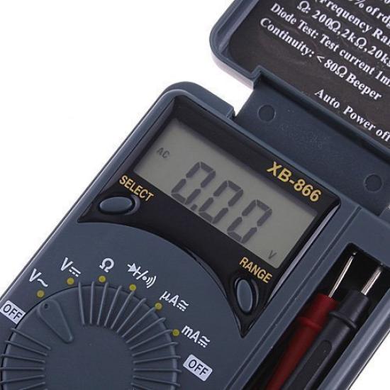 Waves Auto Range Voltage Current Continuity Resistance Pocket Digital Multimeter Tester XB-866 AC/DC