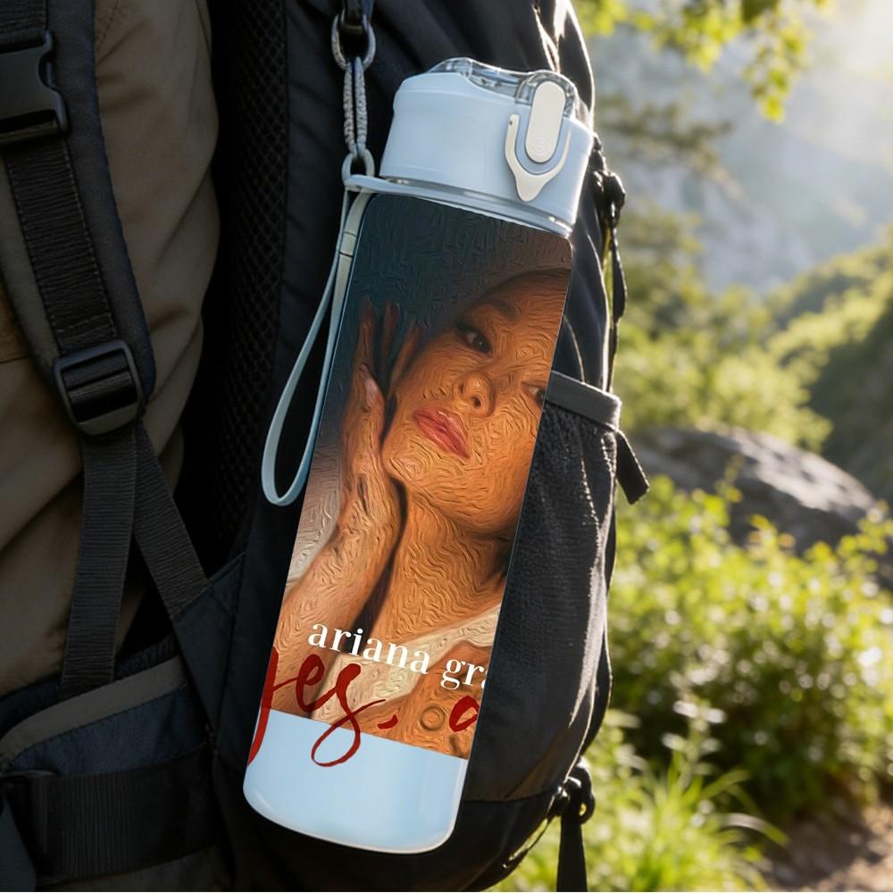1PC Female Portrait A 750ml Sports Water Bottle Leakproof Straw Lid Outdoor Office Home