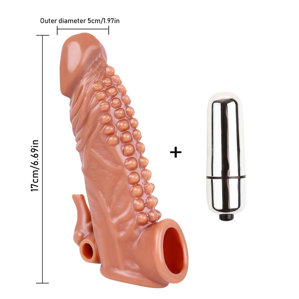 Reusable Condom Penis Extension Sleeve Delay Ejaculation Cock Cover Penis Extender Vibrator Sex Toys For Men Adults Products