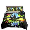 3D Digital Printing Bedding Colorful Leaf Quilt Cover Three-Piece Home Textile Model