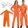 Volwassenen Gevangene Halloween Kostuum Letterprint Rits Lange Mouwen Gevangene Jumpsuit voor Vrouwen Mannen Cosplay Feest Outfits orange