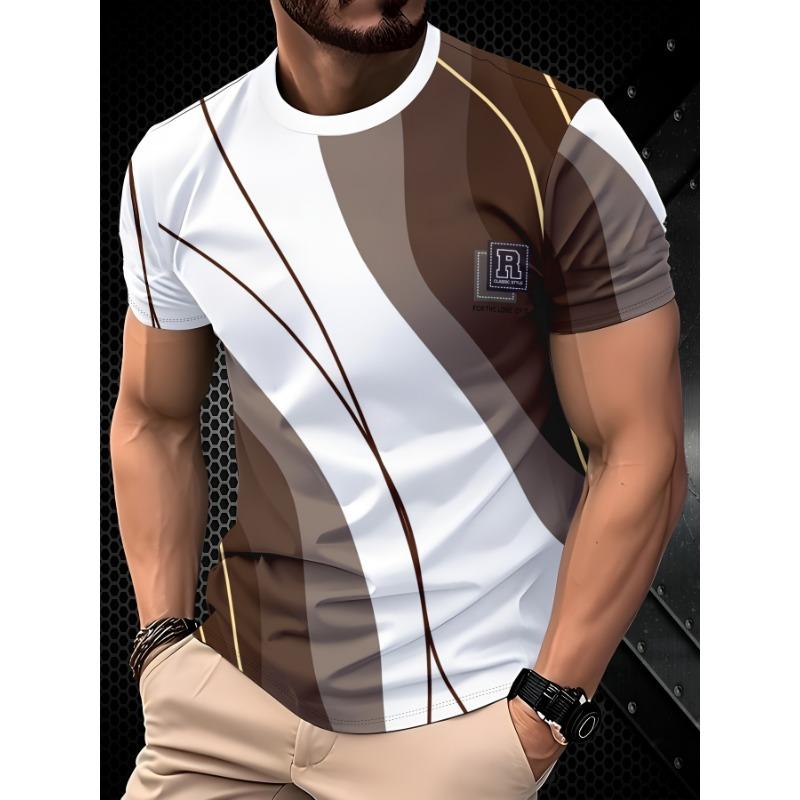 Men s Fashion 3D Printed Men s T-Shirt Crew Neck Short Sleeve, Summer Crew Neck T-Shirt Casual Wear L