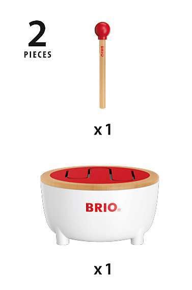 BRIO Drum 30181, for ages 18 months and up. [Toy, Wooden Toy, Gift (Birthday/Christmas)]