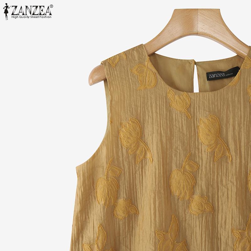 ZANZEA Vintage Womens Sleeveless Retro Ethnic Texture Casual Tank Tops