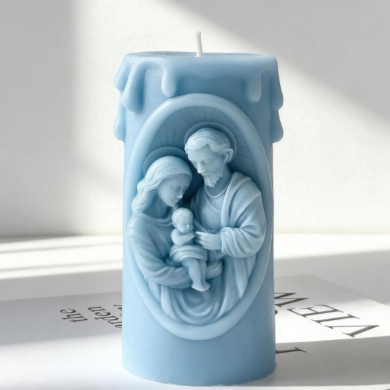 Nativity Embossed Silicone Mold Cylinder Candle Silicone Mould Heat Resistant For Resin Casting and Making Candle Soap