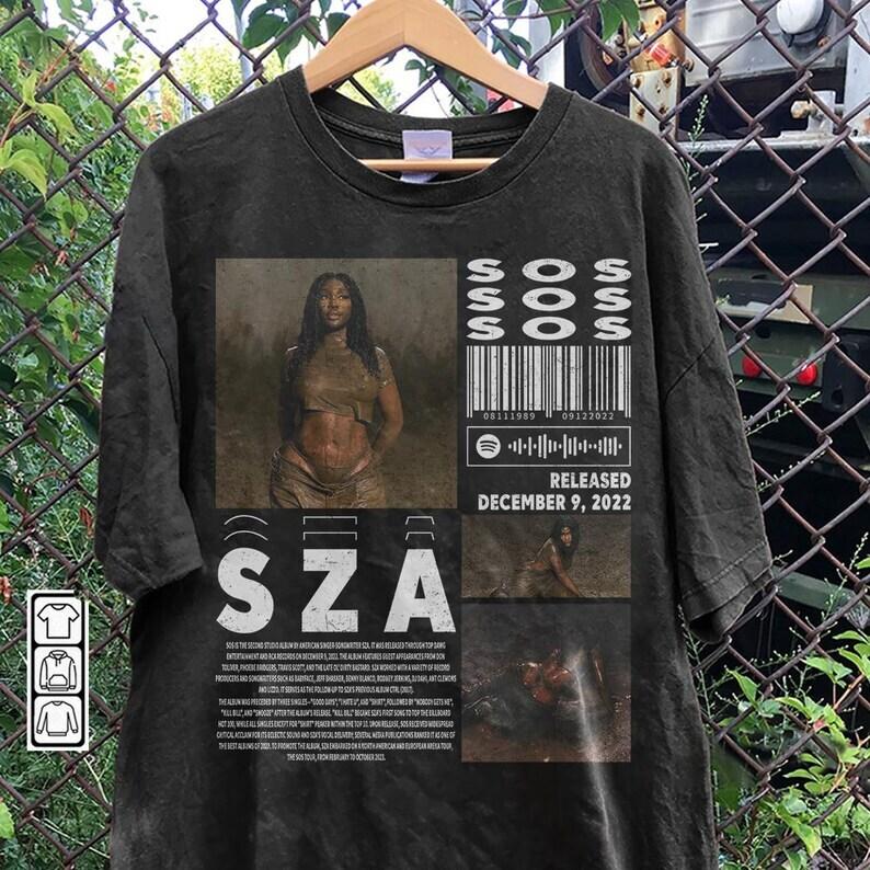 SZA Music Tshirt SZA Sos Album 90s Tour Rapper Black Unisex Tshirt KH9804 XL