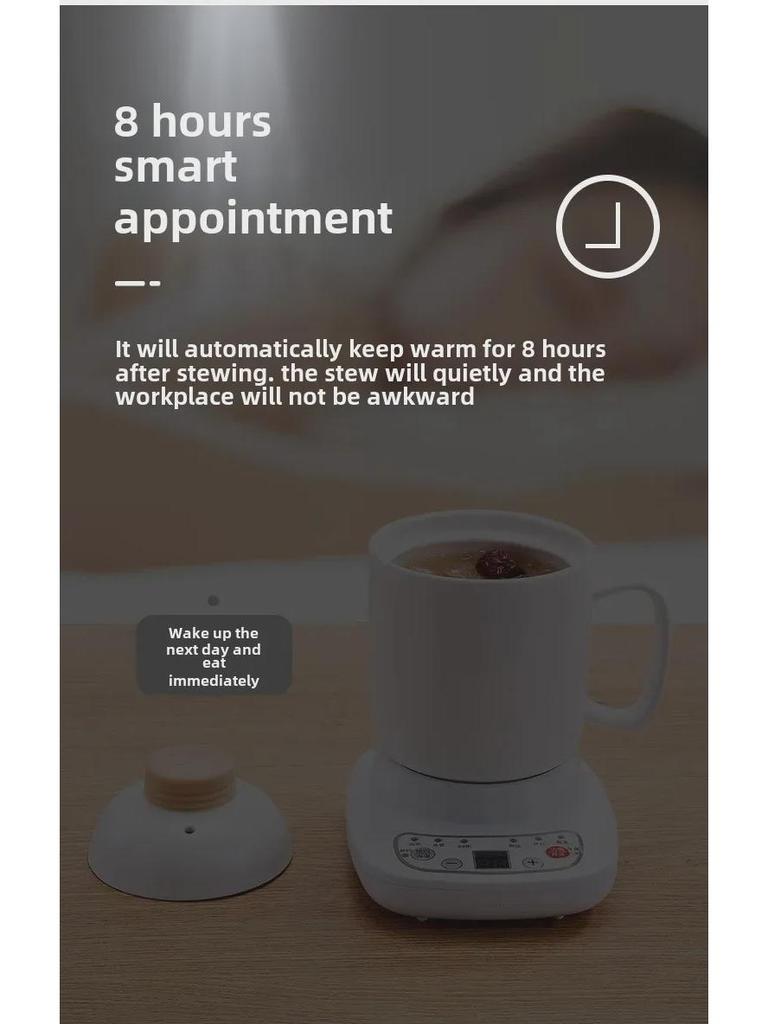 Mini ceașcă electrică de tocană din ceramică inteligentă - Uz la birou și acasă pentru supă, terci, cuib de pasăre, aparat de ceai din sticlă
