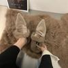 Fashion COZOK Luxury Fur Furry Women Slippers Fur Flat Mules Fashion Velour Slides Indoor Outdoor Sexy Cotton Warm Slides Winter