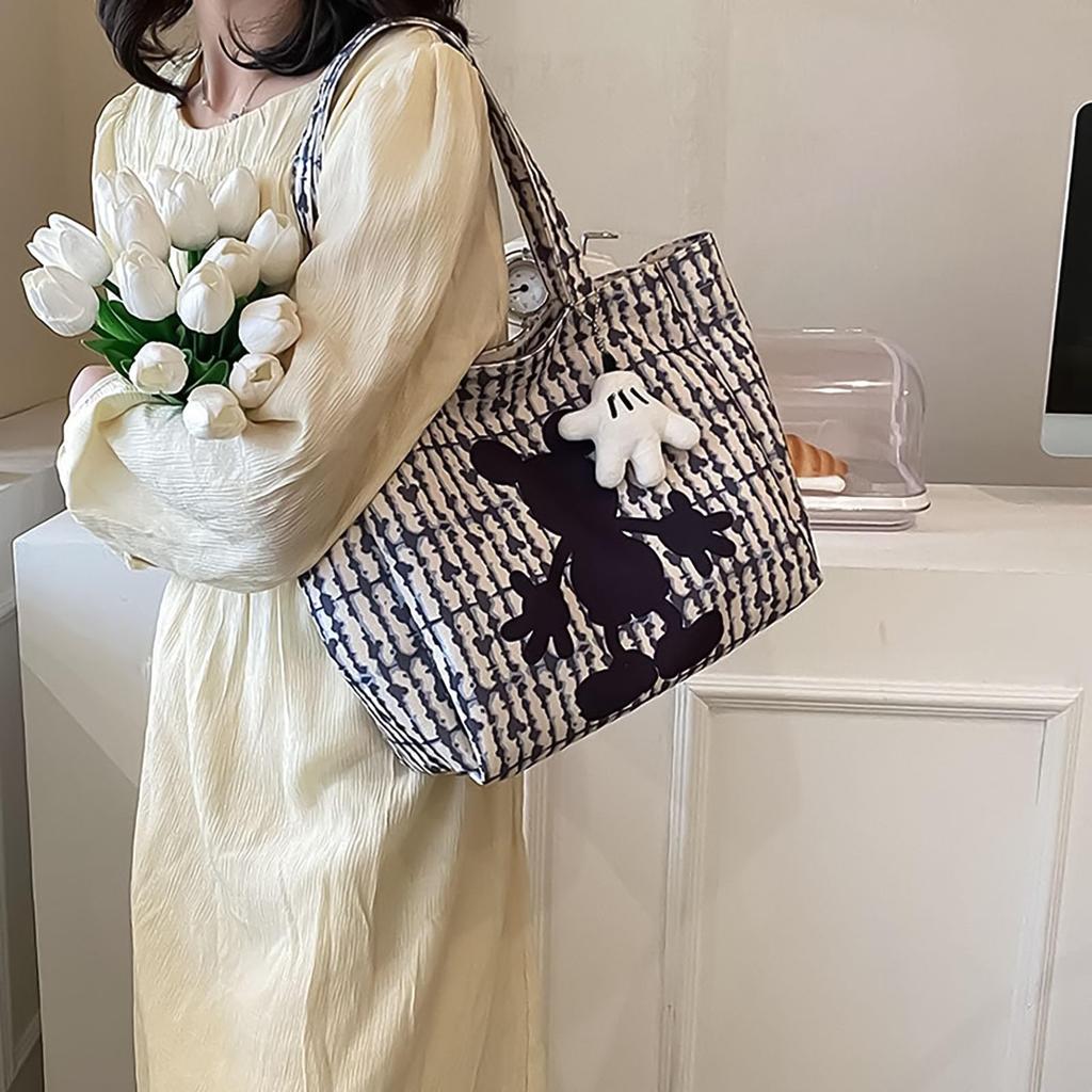 [hgTUP] Mickey und Minnie Maus Tragetasche, Canvas-Tragetasche, Großes Fassungsvermögen, Mickey Maus Umhängetasche, Canvas-Tragetasche, Minnie Maus Tragetasche mit Reißverschluss