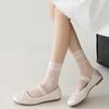 Hollow Out Summer Women Socks Breathable Mesh Thin Middle Tube Socks Ultra-thin Solid Color Black White Elastic Women Long Socks