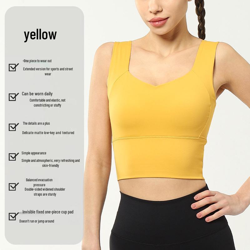 

Спортивный бюстгальтер высокой интенсивности, ударопрочный, с боковой поддержкой, для бега и йоги M жёлтый