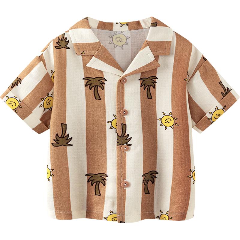 

minibala Boys Bamboo Cotton Short Sleeve Lapel Shirt 100